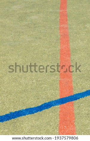 Sports markings on playfield. Basketball, football or handball lines. Sporty and healthy lifestyle on fresh air