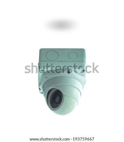 CCTV security camera in building on white background, isolate