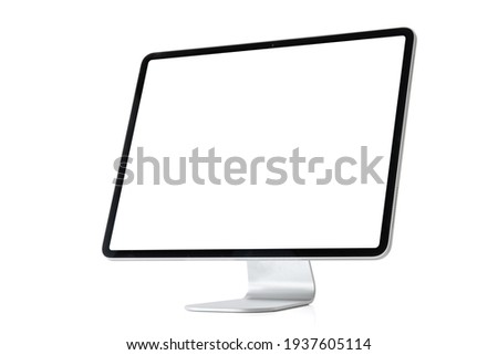 Mockup of modern desktop computer isolated on white background Royalty-Free Stock Photo #1937605114