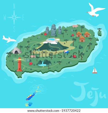 Jeju island tropical paradise vector korea Royalty-Free Stock Photo #1937720422