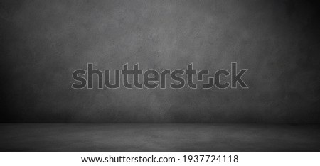 Gray concrete wall and floor texture background, large banner for product display or mock up with copy space
