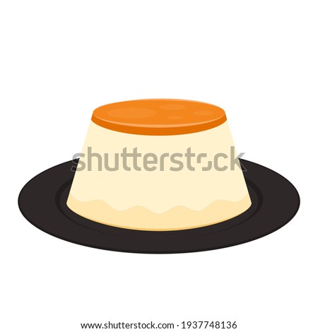Pudding vector. symbol. pudding logo design. Pudding on plate.