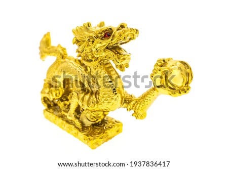 golden dragon art isolated on white background