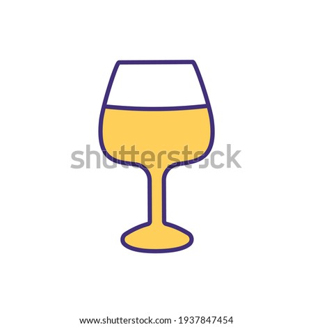 Red wine glass RGB color icon. Taste exploration. Tall glass with broad, balloon-shaped bowl. Alcoholic beverage. Appetite increasing. Accumulating aromas and flavours. Isolated vector illustration