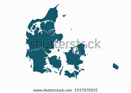 Denmark map vector. blue color on white background. Royalty-Free Stock Photo #1937870035