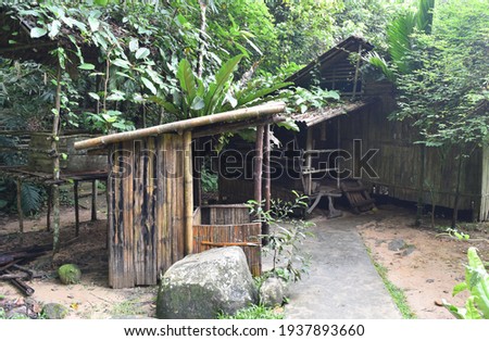 traditional ethnic cottage area of local old tribe people in Borneo