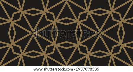 background pattern with white geometric ornament on a black background. Seamless pattern, wallpaper texture. Vector graphics