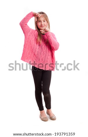 Young girl photograph gesture