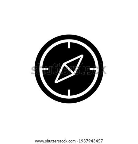 Compass icon. Navigation equipment symbol black silhouette. Vector illustration isolated on white