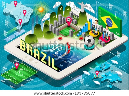 Detailed illustration of a Isometric Infographic of Brazil on Tablet