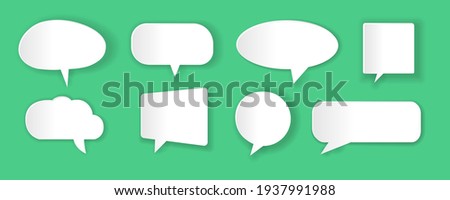 Sticker speech bubbles with shadow in the style of paper cut. Vector illustration.