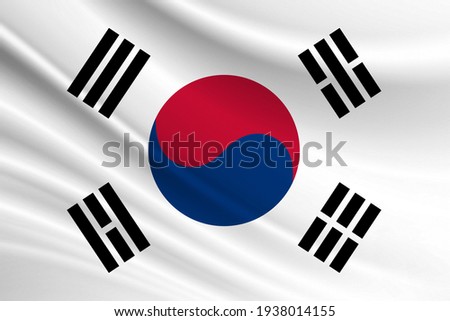 Flag of South Korea Fabric texture of the flag of South Korea. Royalty-Free Stock Photo #1938014155