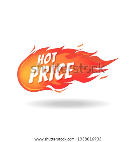 Hot price fire label on white background, vector illustration Royalty-Free Stock Photo #1938016903