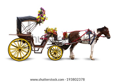 Horse carriages for tourist services in Lam-pang Thailand. Royalty-Free Stock Photo #193802378