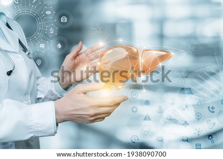 The concept of treatment diagnosis and support for the patient liver. Royalty-Free Stock Photo #1938090700