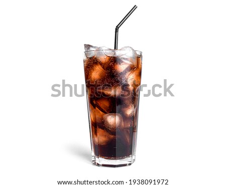 Soda with ice in a transparent glass isolated on a white background. High quality photo Royalty-Free Stock Photo #1938091972
