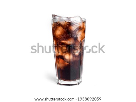 Soda with ice in a transparent glass isolated on a white background. High quality photo Royalty-Free Stock Photo #1938092059