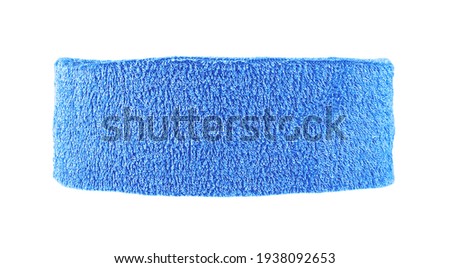 Wide workout headband isolated on a white background, blue color.