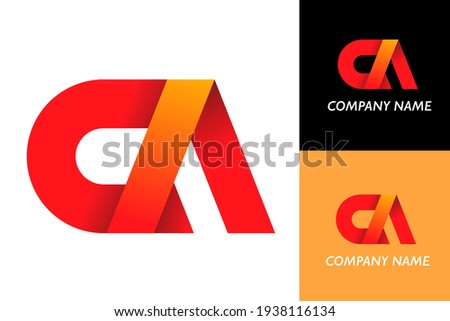 abstract bright red monogram with yellow gradient suitable for business