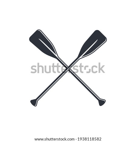 Crossed oars isolated on a white background. Square shaped canoe paddles in flat style, vector illustration. Royalty-Free Stock Photo #1938118582