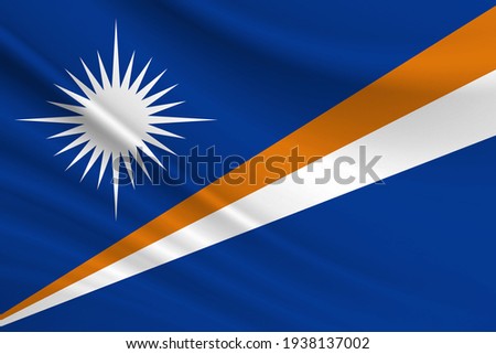 Flag of Marshall Islands. Fabric texture of the flag of Marshall Islands.