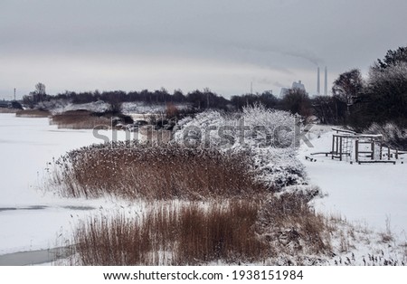 Snowy day in Brondby of Denmark