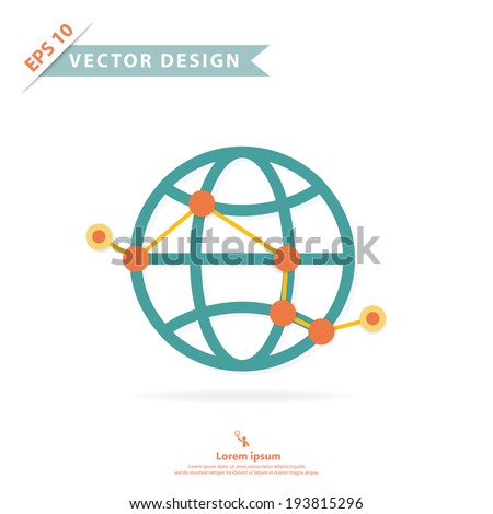 Wire frame global with point and route path, abstract design