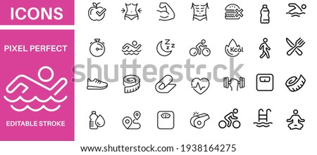 Fitness Icons Set vector design  Royalty-Free Stock Photo #1938164275