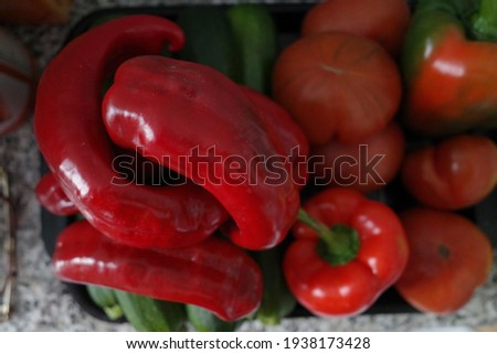 Red peppers on a tray