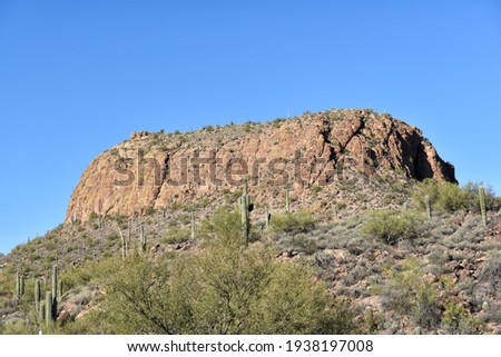 Flat top hill near Tortilla Flat in the Tonto National Forest, Arizona.