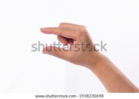 man hand gesture like holding something isolated on white background.
