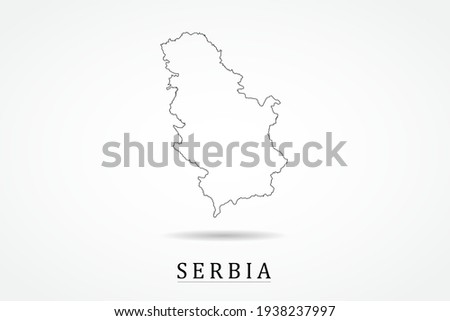Serbia Map- World Map International vector template with thin black outline or outline graphic sketch style and black color isolated on white background - Vector illustration eps 10