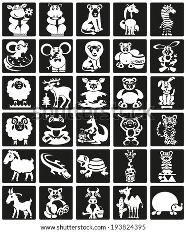 Image icons with domestic and wild animals in the black rectangles.