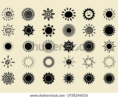 Sun icons vector symbol set, Cut Files, Cricut, Silhouette, Vector