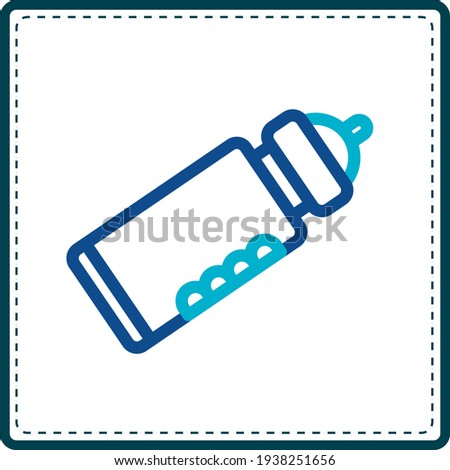sports, thermos or water container in blue lines. white background vector image