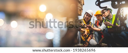 Team engineer use wrench repair train wheel, double exposure with bokeh, banner cover.	 Royalty-Free Stock Photo #1938265696