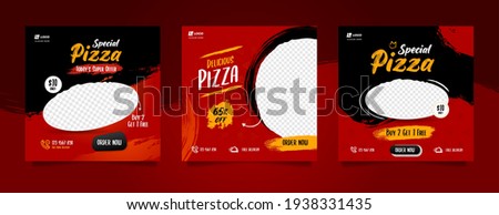 Food social media post and promotion banner design template. Pizza banner design template.