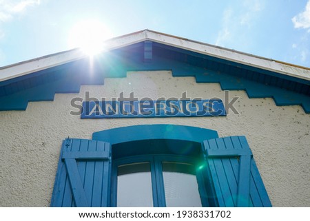 Andernos city office de tourisme French tourism office with name text on sunshine summer in France