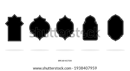 Set of Islamic Shape Illustration. Silhouette of Islamic Bagde. Good used for Islamic Design, Label, Sign, Sticker, etc. - EPS 10 Vector Royalty-Free Stock Photo #1938407959