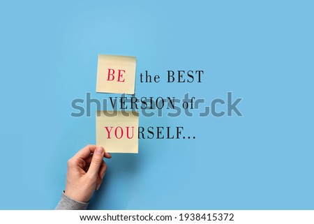 An unusual inscription in the form of a postcard: be the best version of yourself Royalty-Free Stock Photo #1938415372