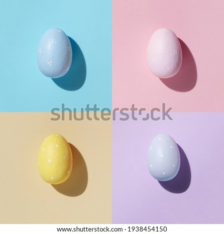 Easter egg pattern in pastel color. Happy Easter. Minimal concept. Flat lay. Top view.