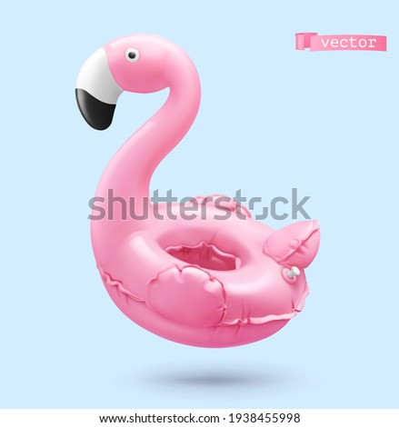 Inflatable toy. Flamingo 3d realistic vector object. Summer icon Royalty-Free Stock Photo #1938455998