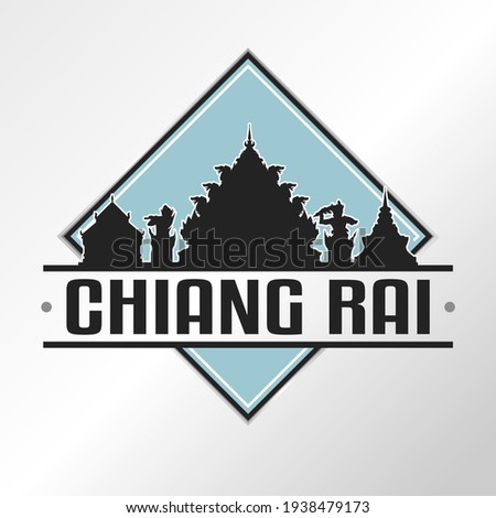 Mueang Chiang Rai, Mueang Chiang Rai District, Chiang Rai, Thailand Skyline Logo. Adventure Landscape Design Vector City Illustration Vector illustration. Royalty-Free Stock Photo #1938479173