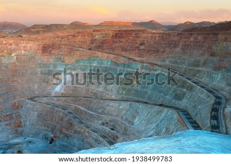 view from above of an open-pit copper mine in Peru Royalty-Free Stock Photo #1938499783