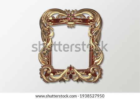 Retro photo frame or mirror frame with a wall background,