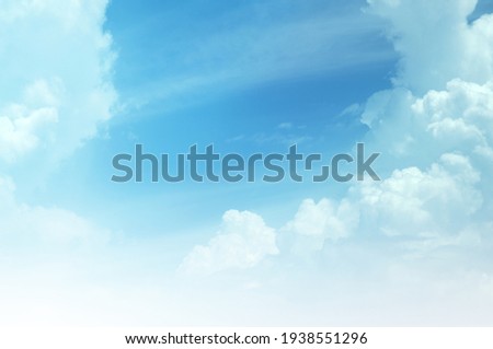 Blue sky with white cloud. The summer heaven is colorful clearing day Good weather and beautiful nature in the morning. Royalty-Free Stock Photo #1938551296