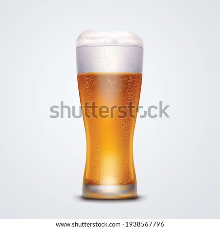 realistic glass of beer isolated on white Royalty-Free Stock Photo #1938567796