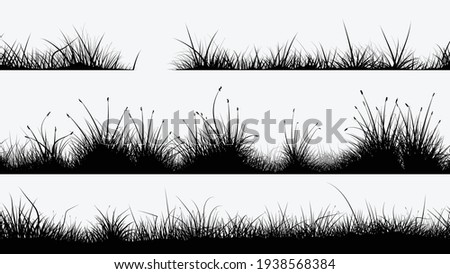 black grass silhouettes in set on white