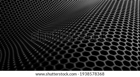 horizontal black abstract trellised or cellular bending background, macro photo