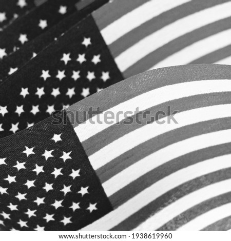 Black and White Close up American Flags